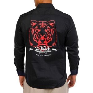 New Von Dutch Lion Logo Graphic Long Sleeve Shirt Men's 3XL Stretch Lightweight